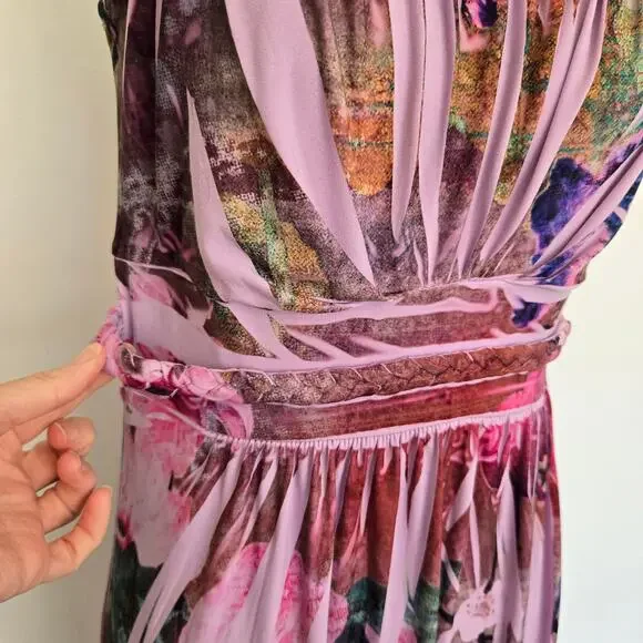 Vintage Y2K Fairy Regency Maxi Dress Purple Floral Forest Romantic Women Small - Picture 5 of 13